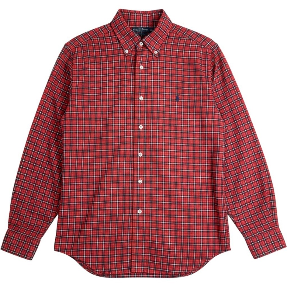 Ralph Lauren Mens XL Red Tartan Plaid Button Down Shirt Long Sleeve Cotton EUC